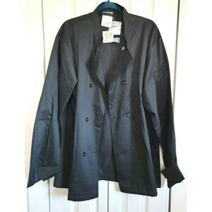 UA Uniforms Chefs Jacket Shirt Black‎ Double Button Size Large NWT